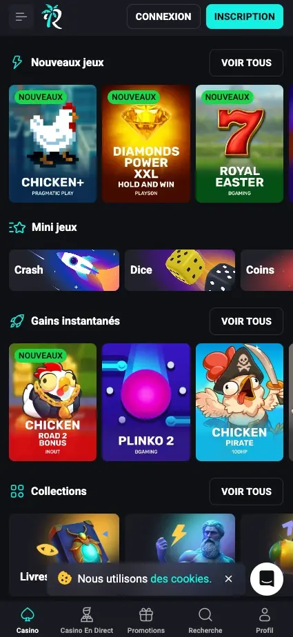 Application Bet Riviera sur mobile