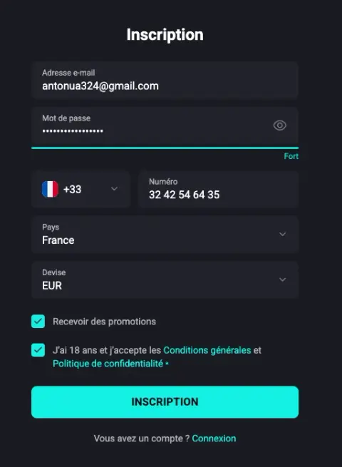 Inscription Bet Riviera